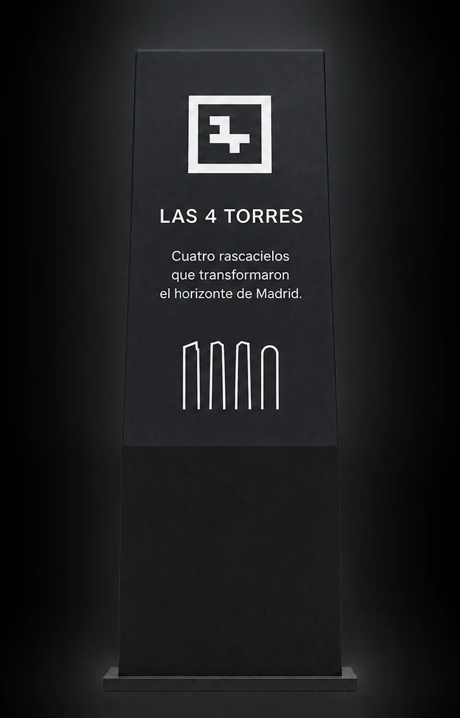 Tótem informativo de Las 4 Torres con marcador